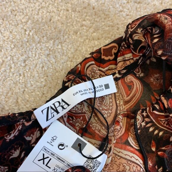 ZARA multicoloured paisley print ruffled bodysuit Sz XL NWT - Picture 5 of 9